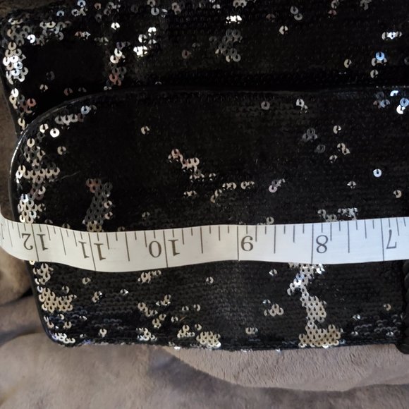 White House Black Market Black Sequin Purse Clutch new with tags - Picture 2 of 9